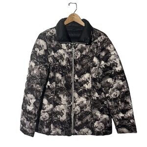 Laundry by Shelli Segal Floral Quilted Puffer Jacket Women's Medium Flawed